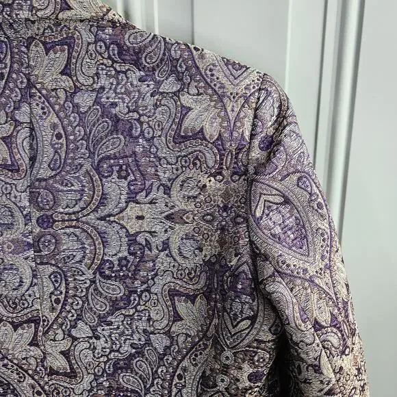 Koret Gorgeous Purple Tan Tapestry Brocade Blazer Fully Lined Size 10 P Chic - Picture 6 of 13
